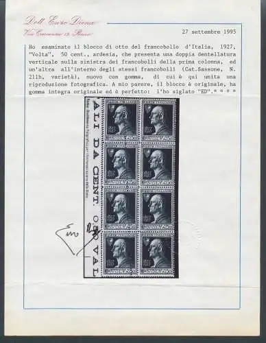 1927 Italia, Nr. 211ha, 50 Cent Doppelverzahnung vertikal und schräg - postfrisch**