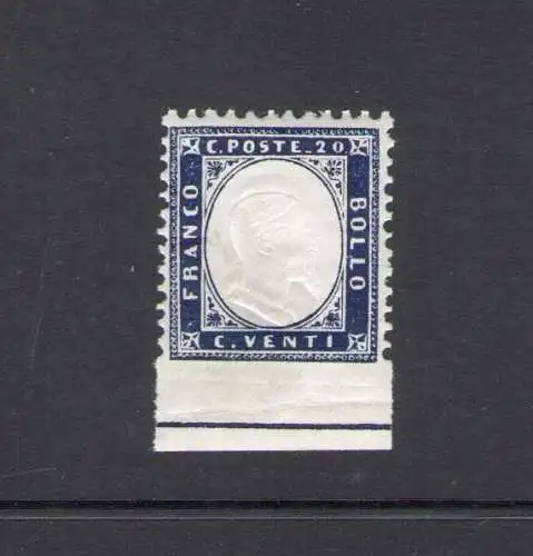 1862 Italien, Nr. 2 - 20 Cent Indigo, Unten Dentellato, MNH **