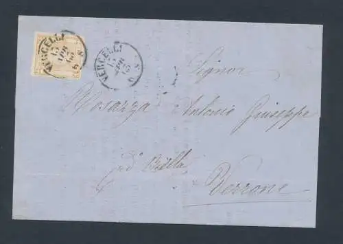 1863 - Italien - Interessantes Dokument Hagelschaden - 2 Cent Bistro - gebraucht