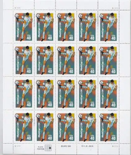 1994 USA, Nr. 2569/2571 'USA 94' die Serie in Blättern mit 20 Werten postfrisch**