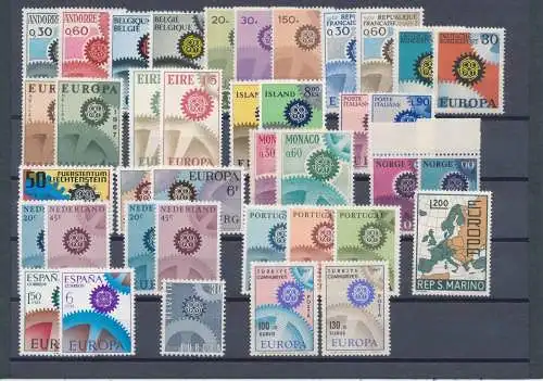 1967 EUROPA CEPT, kompletter Jahrgang, 19 Länder 39 Werte, postfrisch**