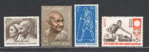 1969 INDIEN - 500 Jahre Geburt Gandi, Stanley Gibbons Nr. 395/98 - postfrisch**