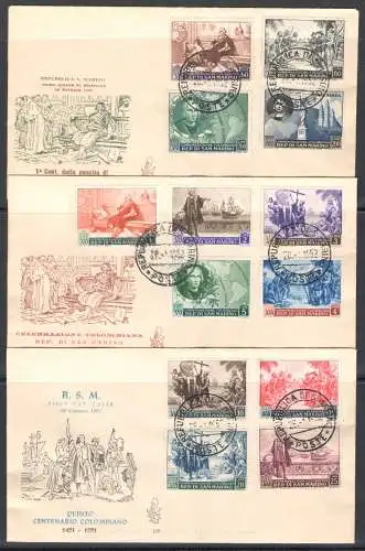 1952 San Marino, Colombo, 3 venezianische Umschläge Nr. 126 - Nicht gereist