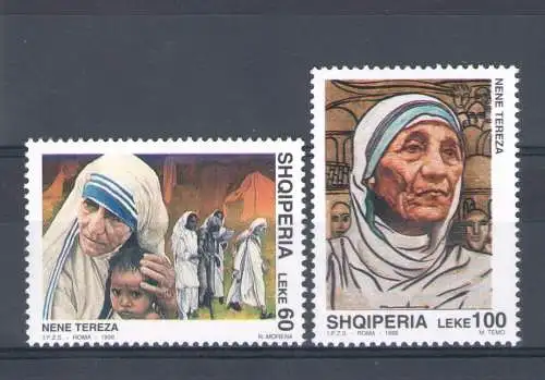 1998 Albanien, Mutter Teresa von Kalkutta, Gemeinsame Ausgabe - 2 Val MNH **