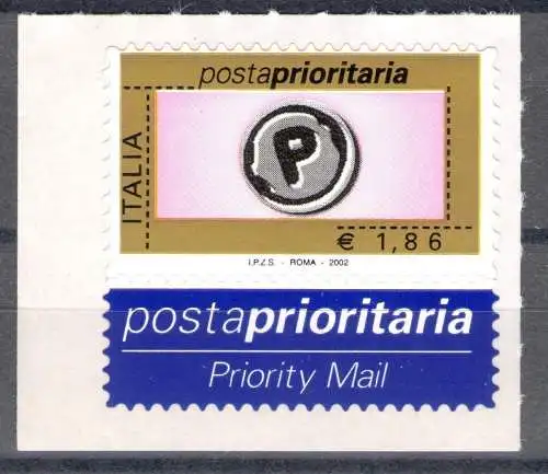 2002 Italien, Priority Post Euro 1,86 Roségold schwarz grau Nr. 2637 postfrisch **