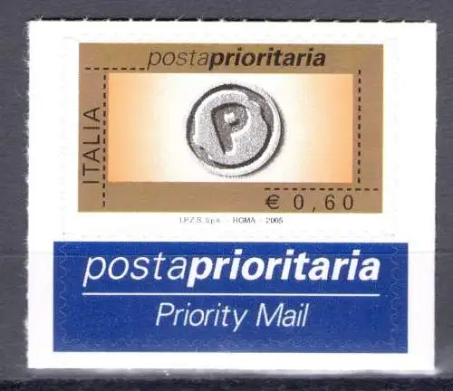 2005 Italien, Priority Post 0,60 Cent Orange Gold Schwarz Grau Nr. 2904 MNH **