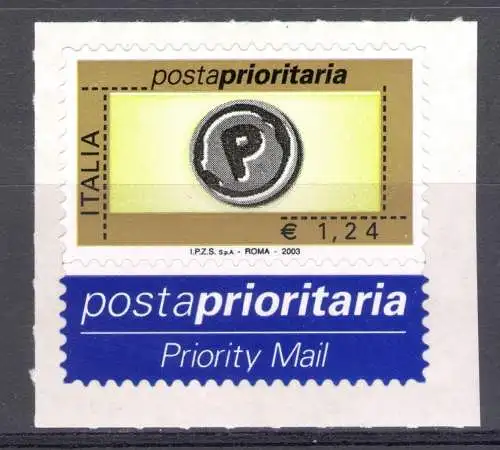 2003 Italien, Priority Post, Euro 1,24 grün gold schwarz grau Nr. 2767 postfrisch **