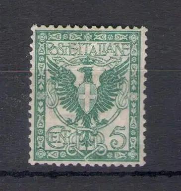 1901 Italien - Königreich, Nr. 70 - 5 Cent hellgrün, sehr gut zentriert - postfrisch **