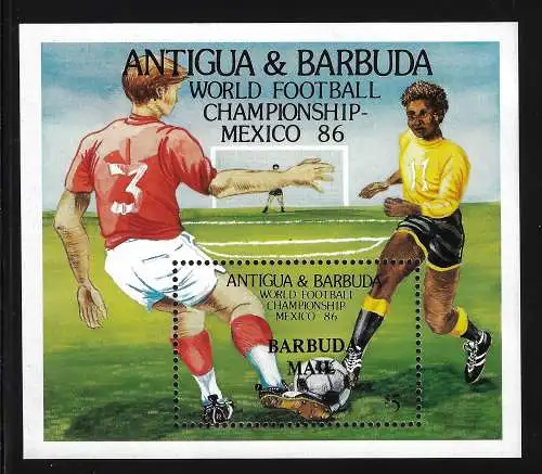 1986 Barbuda, Fußball Mexiko 86 - Yvert-Blatt Nr. 102 - postfrisch **