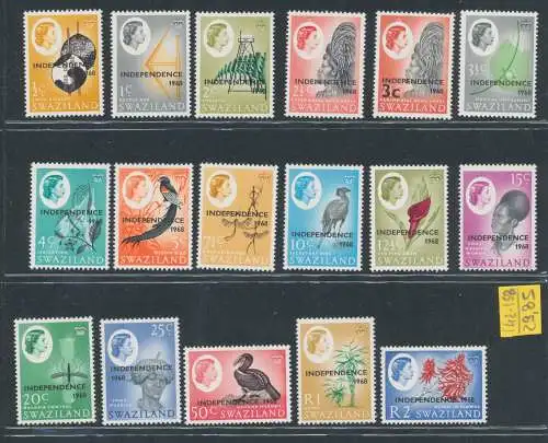 1968 SWASILAND - Stanley Gibbons Nr. 142/60 - 19 Werte - postfrisch**