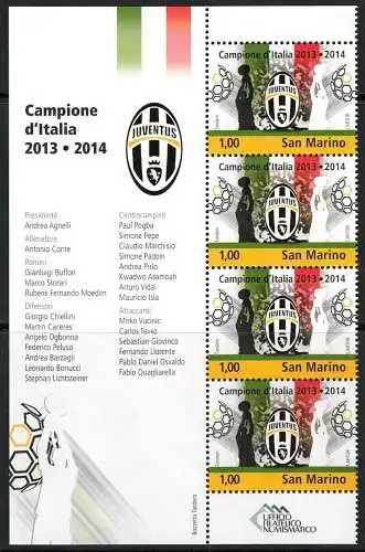 2014 San Marino, Juventus Figurierter Eckblock # 175 - MNH **