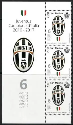 2017 San Marino, Juventus Figurierter Eckblock # 180 - MNH **