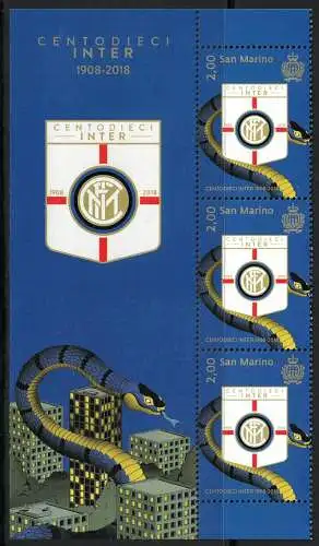 2018 San Marino, figurierter Eckblock Inter # 192 - postfrisch **