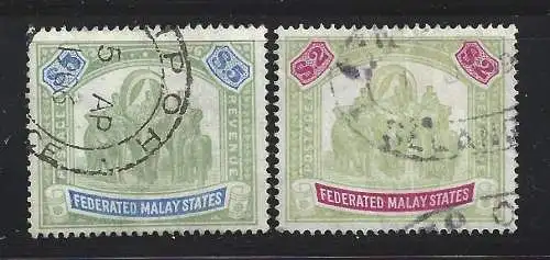 1900 FEDERATED MALAY STATES - SG n. 24/25 2 Werte GEBRAUCHT