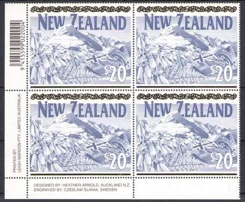 1994 Neuseeland - Monte Cook, Yvert # 1276 - Viererblock, postfrisch **