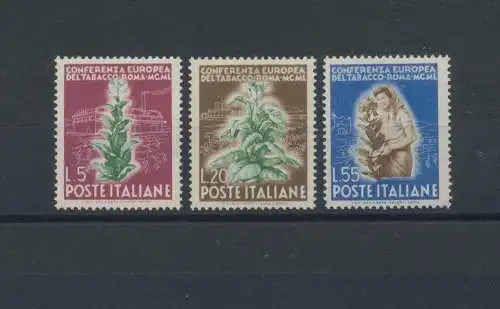 1950 Italien Republik Serie Europäische Konferenz Tabak 3 Werte Nr. 629/31 postfrisch**