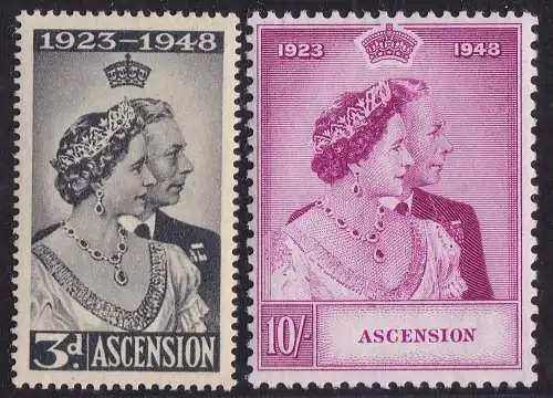 1948 ASCENSION, Stanley Gibbons n. 50/51 - Silberne Hochzeit der Könige - postfrisch **