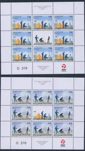 2007 EUROPA CEPT, Grönland, 2 Kleinblätter mit 8 Werten, 100 Jahre Pfadfinderschaft, postfrisch**