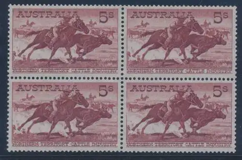 1964 AUSTRALIEN, Nr. 332a Viehzüchter, Splendida Quartina, White Paper, MNH **