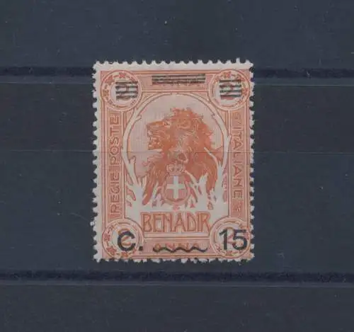 1926 SOMALIA, Löwe - Löwen, Italienische Briefmarke aufgedruckt, 15 Cent auf 2 Anna braun orange, postfrisch**