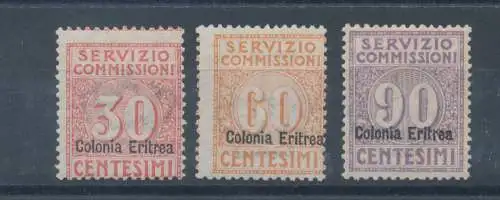 1916 Eritrea, Kommissionsdienst, 3 Werte, MLH*