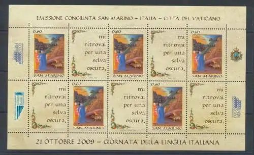 2009 San Marino - Italienische Sprache - 1 Blatt bestehend aus 5 Paaren, BF 58 - MNH **