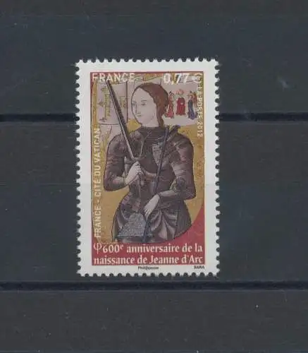 2012 Frankreich, Jeanne d'Arc, Einzelserie 1 Val - Nr. 1607, Gemeinschaftsausgabe - postfrisch **