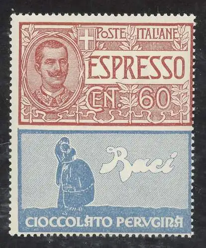 1925 Italien Königreich # 21, 60 Cent rot und blau Küsse Perugina, nicht ausgegeben postfrisch **