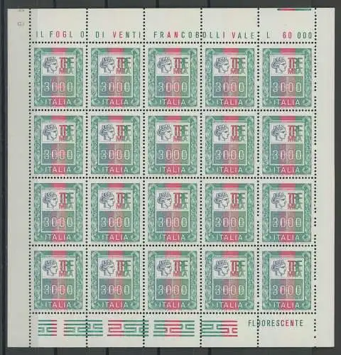 1978-79 Italien - Republik, Nr. 1440, 3000 Lire polychrom, im Kleinbogen von 20, postfrisch **