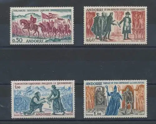 1963-64-71 FRANZÖSISCHES ANDORRA, Nr. 166/70 - Historische Ereignisse - 4 Werte - (Unvollständige Serie fehlt Nr. 166) postfrisch **