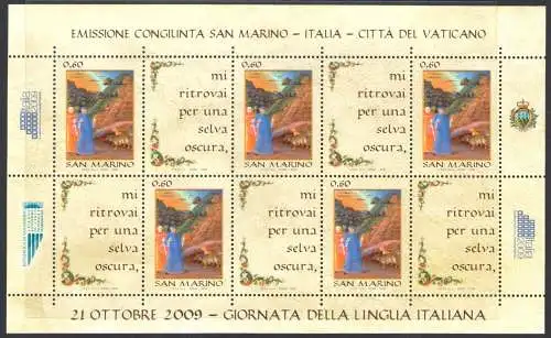 2009 San Marino, Tag der italienischen Sprache, BF 102 - POSTFRISCH **