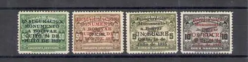 1935 Ecuador - Luftpost - Yvert Nr. 32/35 - Einweihung des Simon Bolivar Denkmals in Quito - 4 Werte - MH*