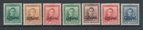 1938-51 NEUSEELAND - Stanley Gibbons Nr. O134/O140 - Offizielle Briefmarken - MNH** - MH*