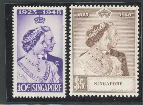 1948 SINGAPUR, Stanley Gibbons Nr. 31/32 Royal Silver Wedding - MNH **