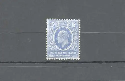 1907-08 Ostafrika und Uganda Protektorat - Stanley Gibbons Nr. 39 - 15 Cent hellblau - postfrisch **