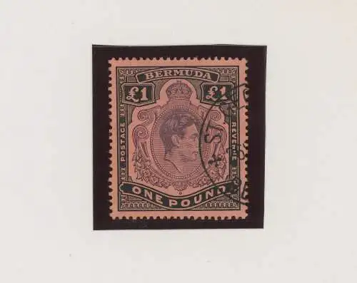 1938-53 Bermuda, Stanley Gibbons Nr. 121, 1 Pfund lila und schwarz rot, Giorgio VI - gebraucht