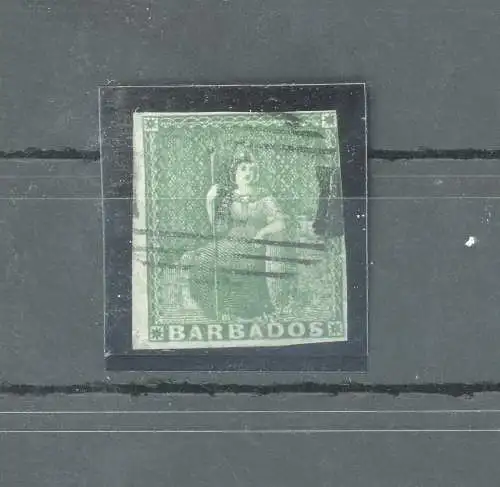 1852-55 BARBADOS, Stanley Gibbons Nr. 2 - 1/2 d. deep green - Gebraucht