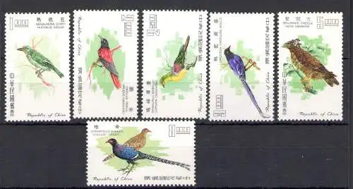 1967 Formosa, Taiwan - Yvert Nr. 580-85 - Vögel - 6 Werte - postfrisch **