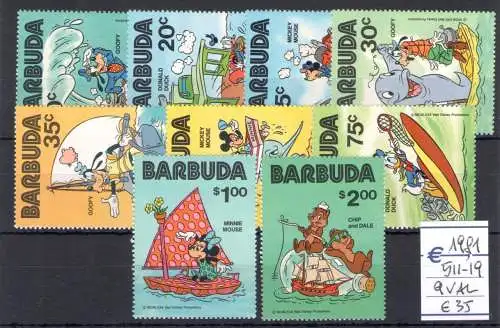 1981 Barbuda, Mickey Mouse - Yvert Nr. 511-19 - 9 Werte - postfrisch **