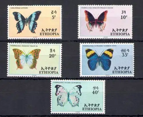 1967 Äthiopien, Schmetterlinge - Yvert Nr. 868-75 - 5 Werte - postfrisch **