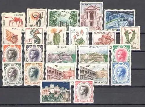 1960-65 MONACO, Flora und Fauna, Yvert Nr. 537A-550A - 23 Werte, postfrisch**