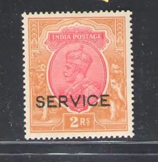 1926-31 Indien - Service - Stanley Gibbson Nr. O118 - Abbild von Georg V. - 2 Rupien carmine and orange - MH*