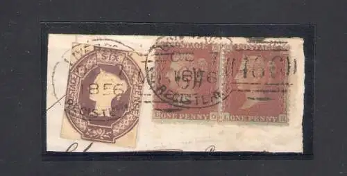 1854 GROSSBRITANNIEN - Nr. 5 + 14 Paar AUF FRAGMENT