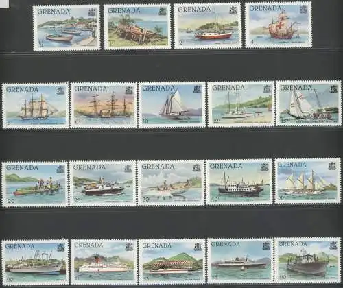 1980 Grenada - Stanley Gibbons Nr. 931-49 - Ordentliche Serie - Schiffe - 19 Werte - MNH **