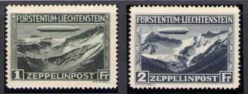 1931 LIECHTENSTEIN, Luftpost Nr. 7-8 - Luftschifffahrt Graf Zeppelin - postfrisch **