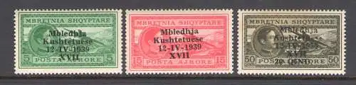 1938 ALBANIEN, Luftpost, Italienische Besetzung, Nr. 1/3 - MNH**