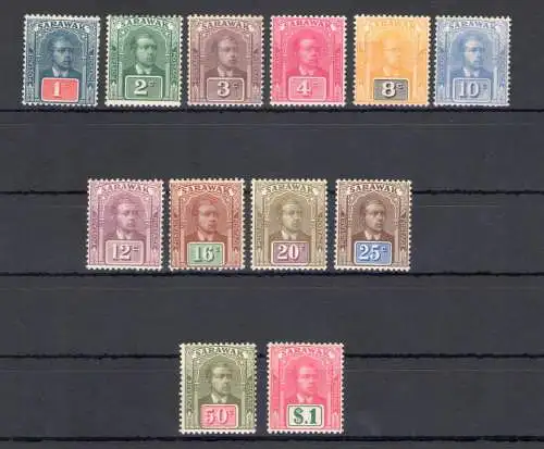 1918 SARAWAK - Stanley Gibbons Nr. 50/61 - Sir Charles Vyner Brooke - Serie mit 12 Werten - MH*