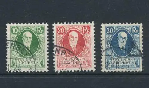 1925 Liechtenstein, n. 72/74, 85. Geburtstag von Prinz Johannes II., 3 Val, GEBRAUCHT