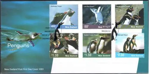 2001 Neuseeland, Pinguini - Nr. 1887/92 - FDC - Gebraucht