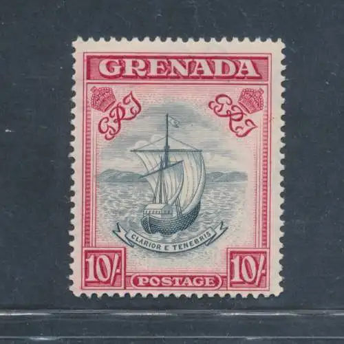 1938-50 Grenada, Stanley Gibbons Nr. 163e, 10 blau schwarz karmin - postfrisch**